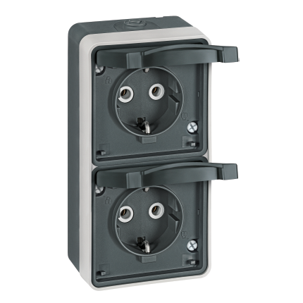 PRIKLJUCNICA DVOPOLNA DVOST. VERT. PROTECTA IP55,  TAMNO SIVA,  22431.A1,   ALIN