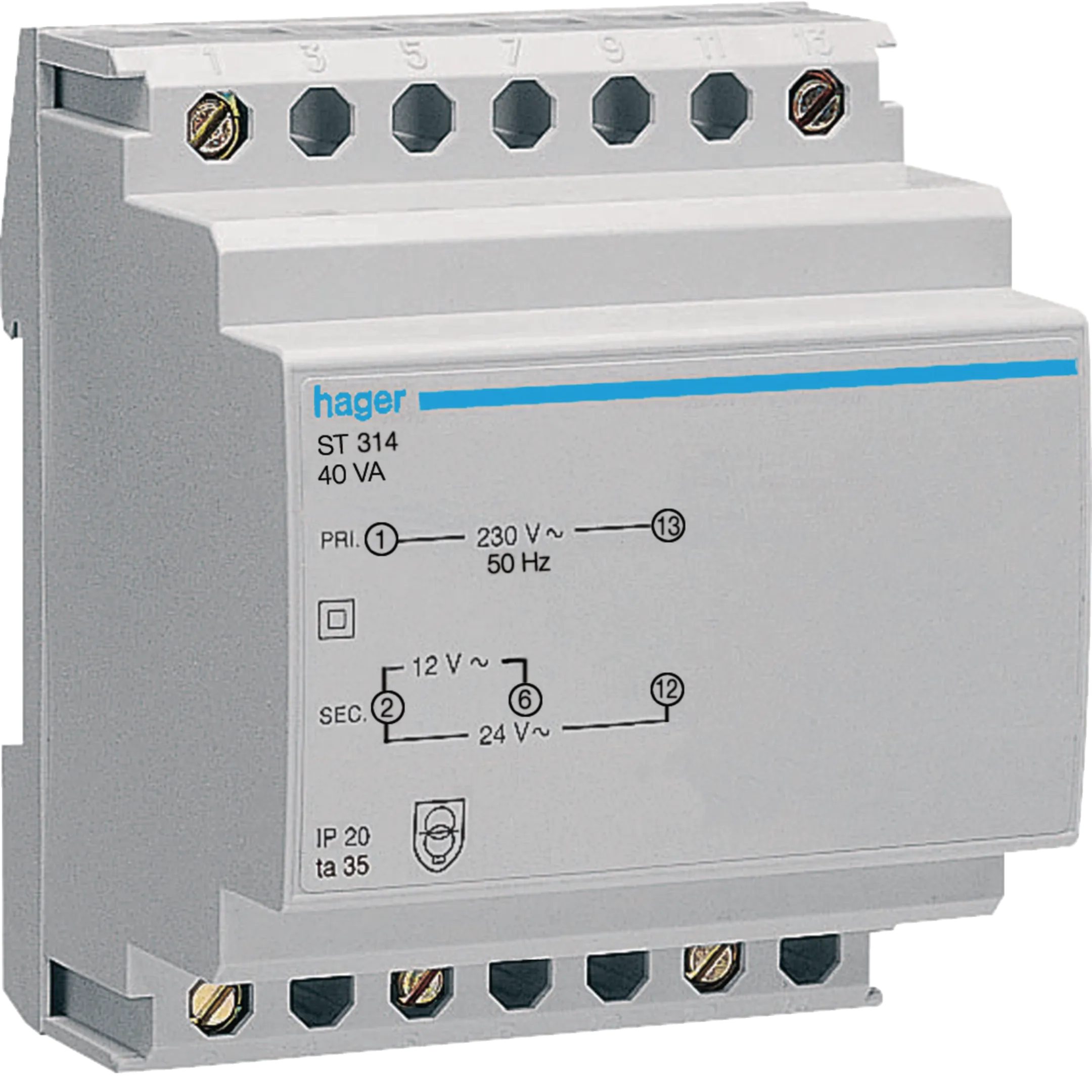 TRAFO ZASTITNI 40VA 230V, 12-24V, 4-MODULA, ST314,   HAGER