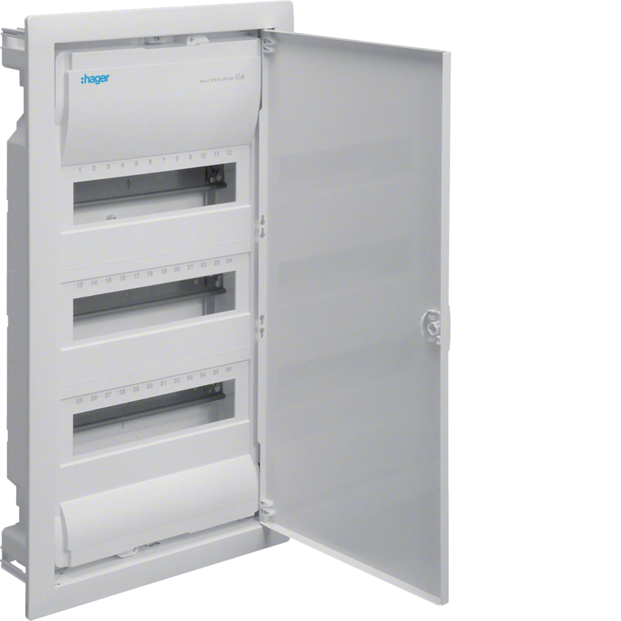 RAZVODNA TABLA 3-REDNA, 36 MODULA, UGRADNA SA METALNIM VRATIMA,  VU36NE,   HAGER