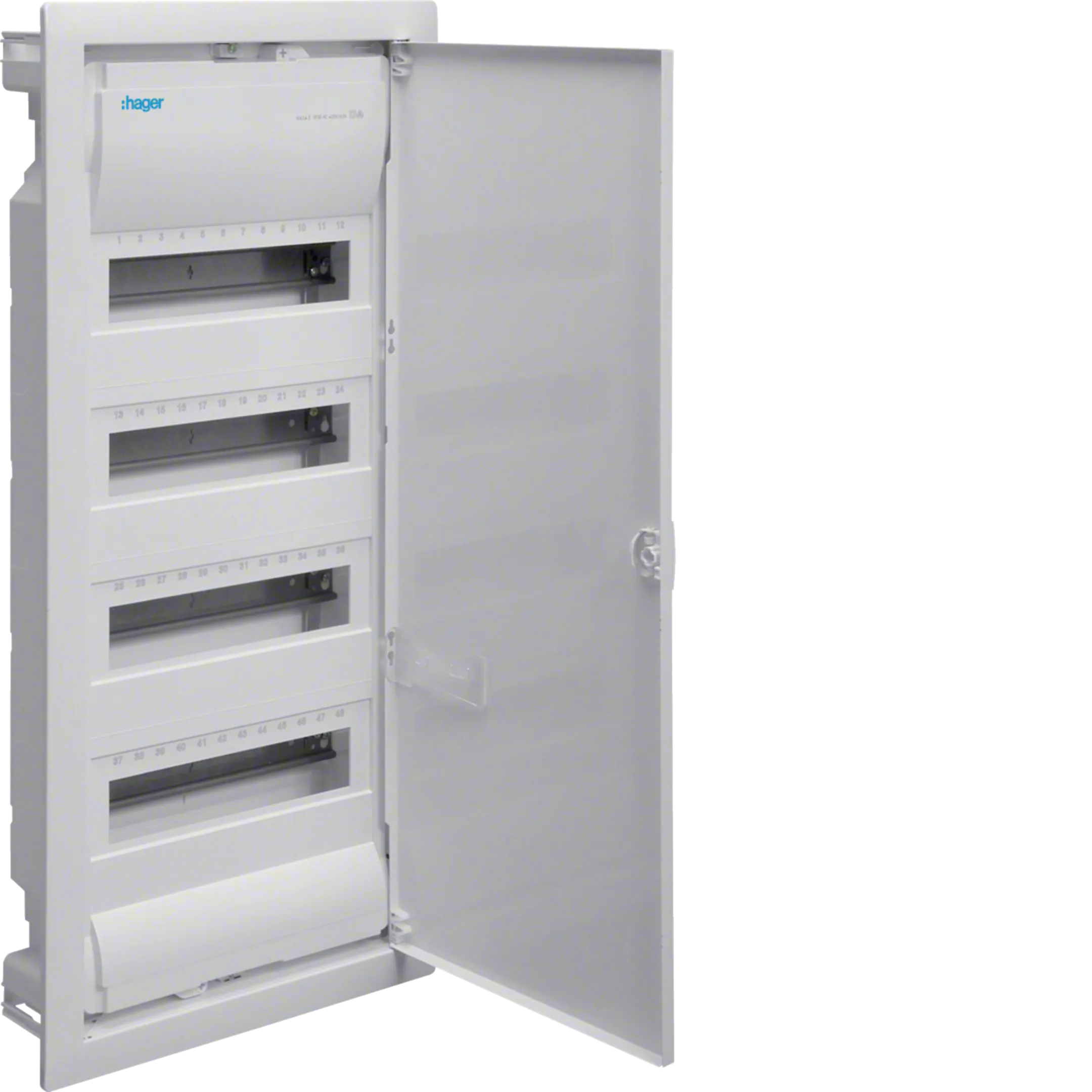 RAZVODNA TABLA 4-REDNA, 48 MODULA, UGRADNA SA MET. VRATIMA,  VU48NE,    HAGER